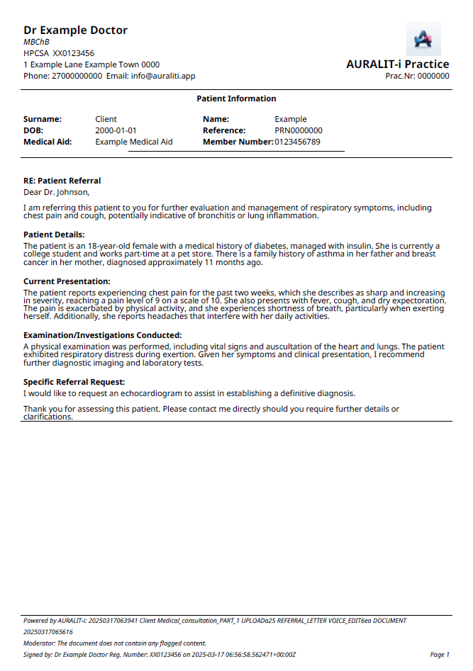 Referral Letter Example