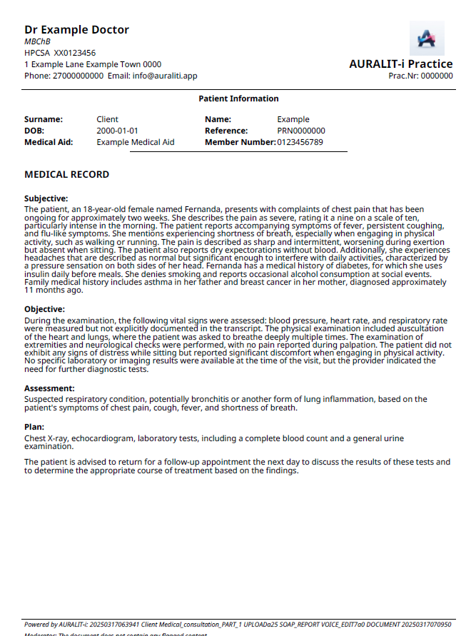 SOAP Report Example