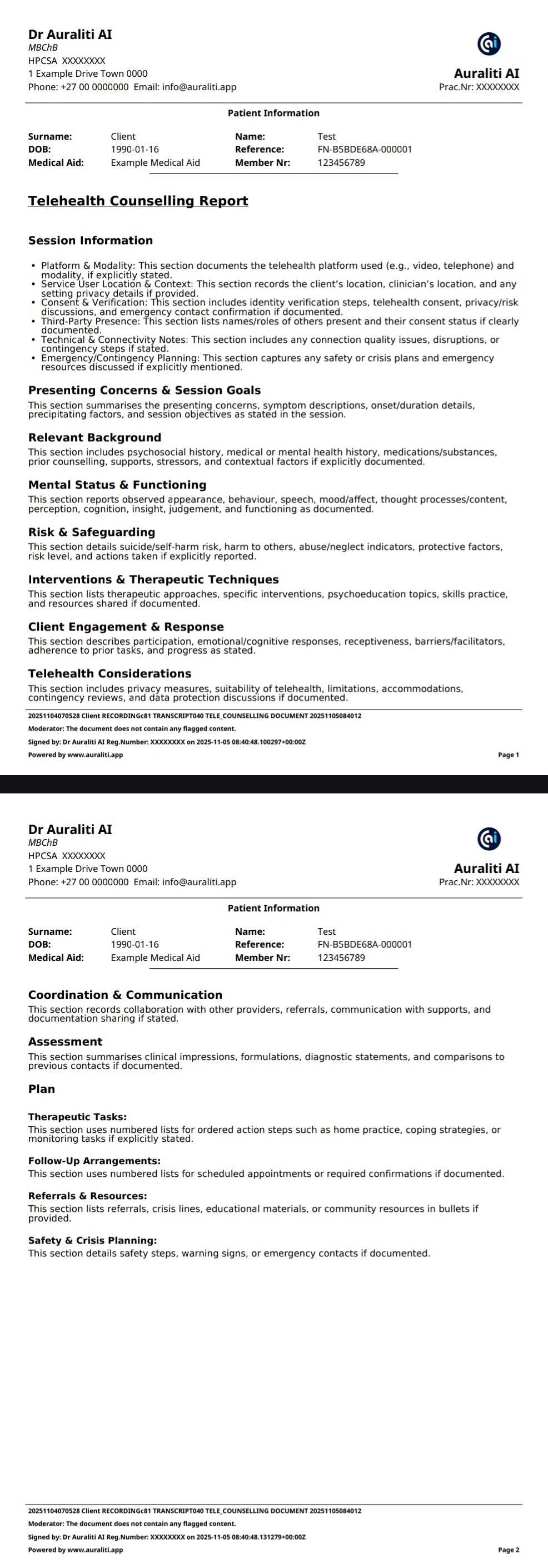 Telehealth Counselling Report Example